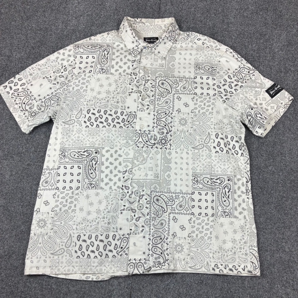 Dogg Supply by Snoop Dogg Mens XL Paisley Bandana Print Short Sleeve Button Down